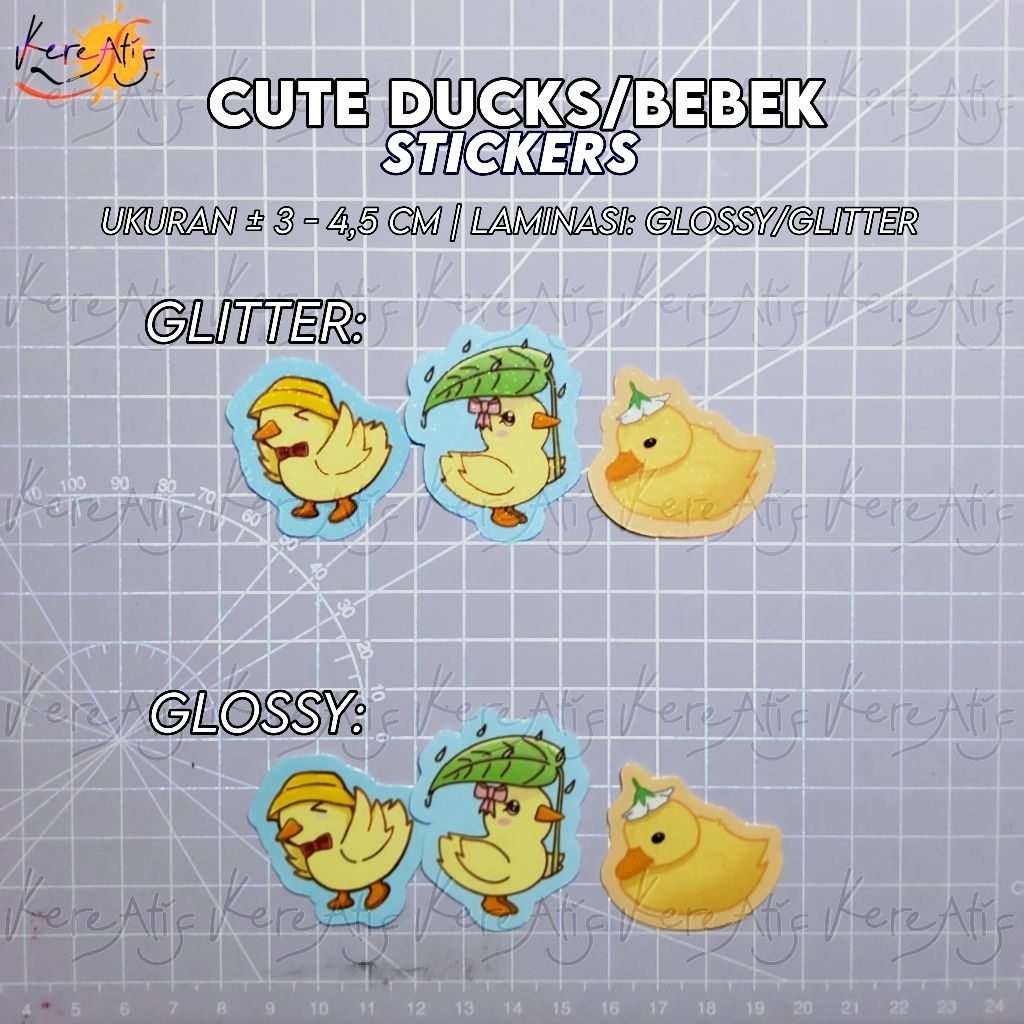 

[Handmade] Sticker Glossy & Glitter | Cute Duck / Bebek Imupp (*‘ω‘ *)