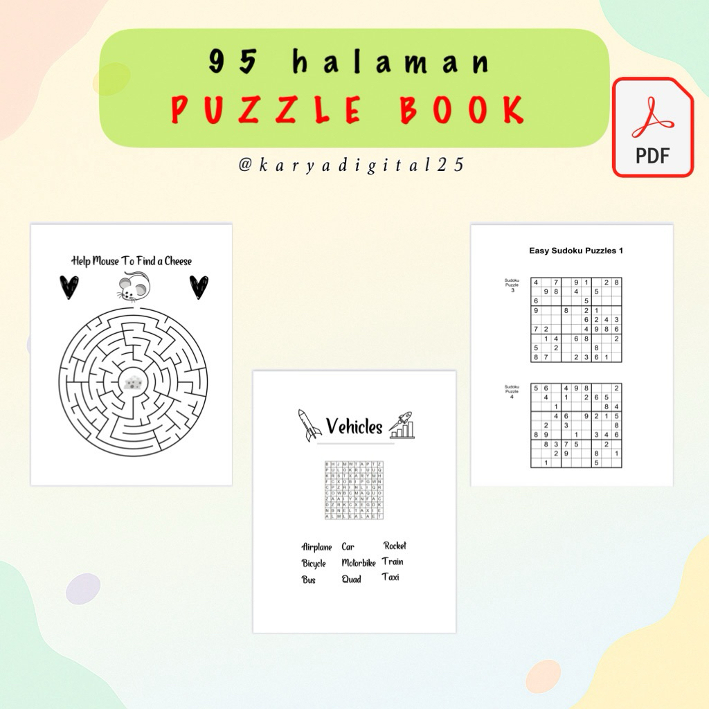 Puzzle Book Worksheet Bahasa Inggris Lembar Aktivitas Anak