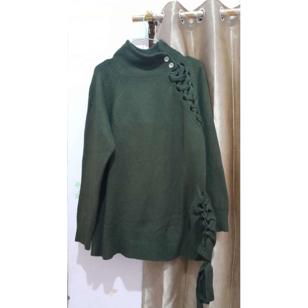 Blouse rajut hijau botol uk L