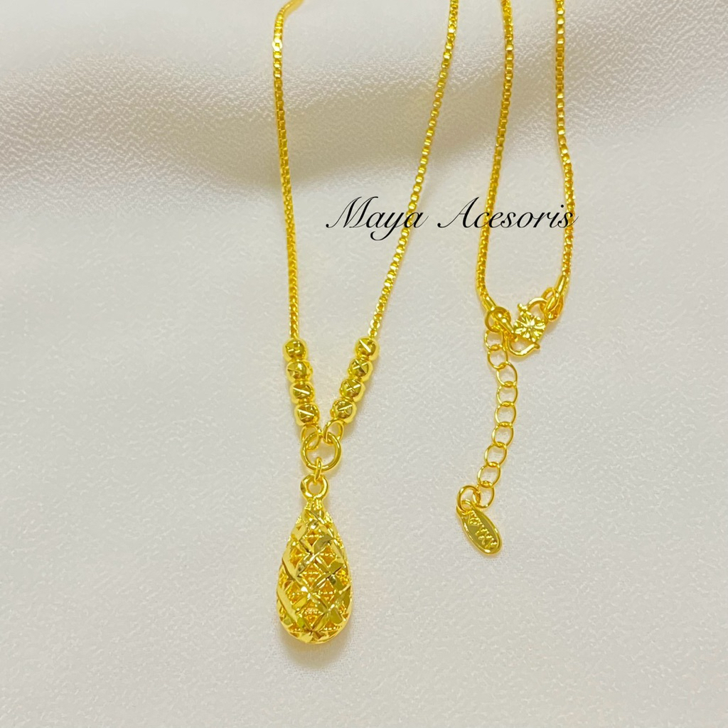 Kalung Titanium Italy Liontin Boba  Asli Lapis Emas 24k Anti Karat Anti Luntur