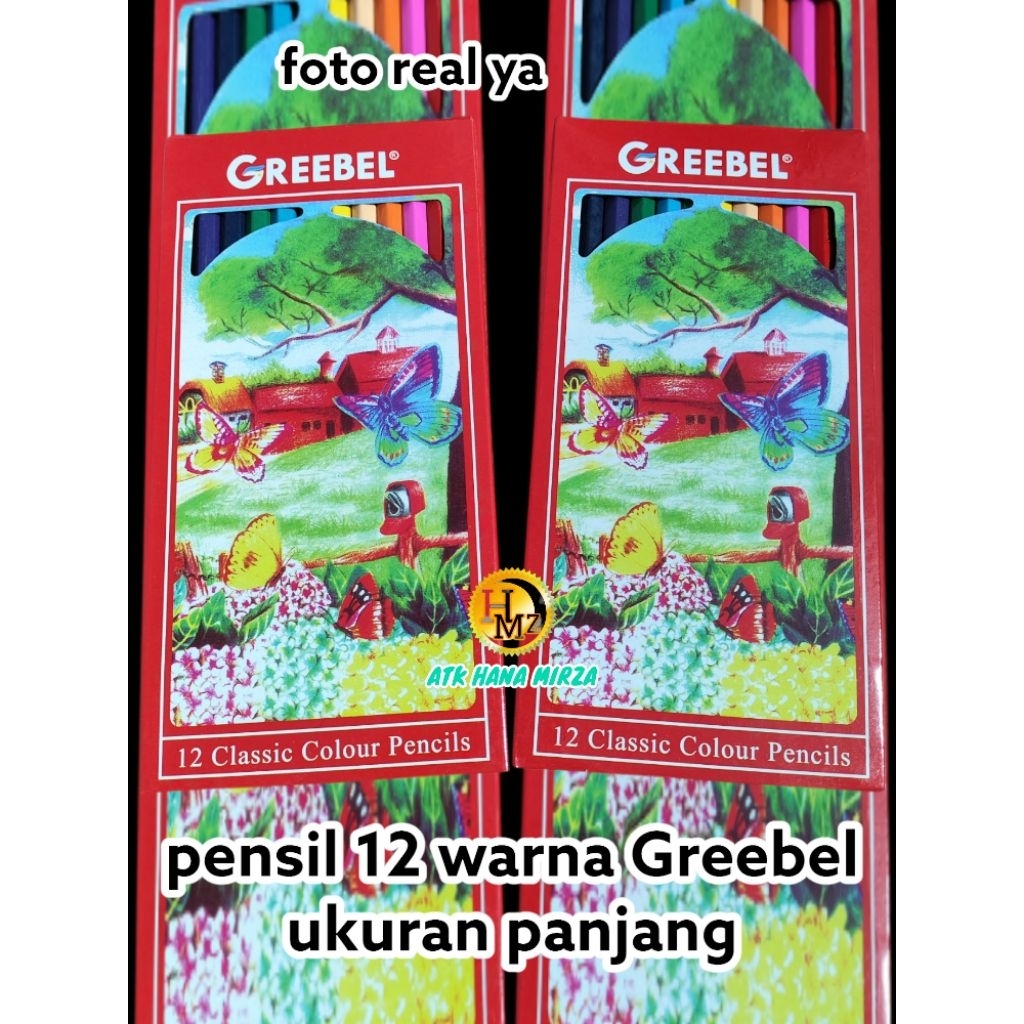 

Pensil 12 warna Greebel warna merah ukuran panjang
