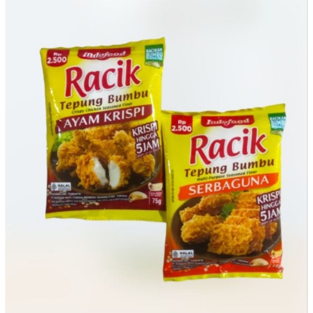 

Indofood racik tepung bumbu 75gr (isi 6pcs)