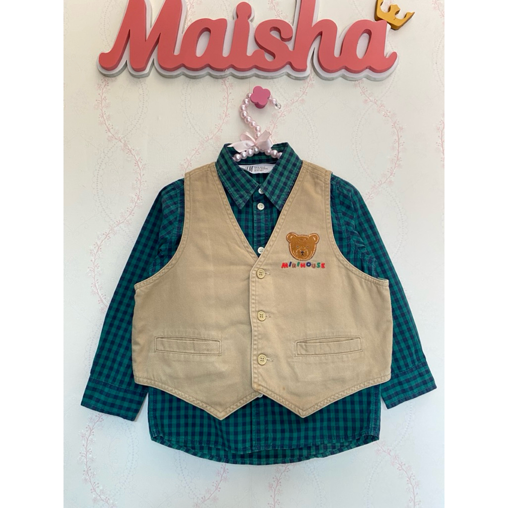 ONE SET KEMEJA VEST H&M MIKI HOUSE