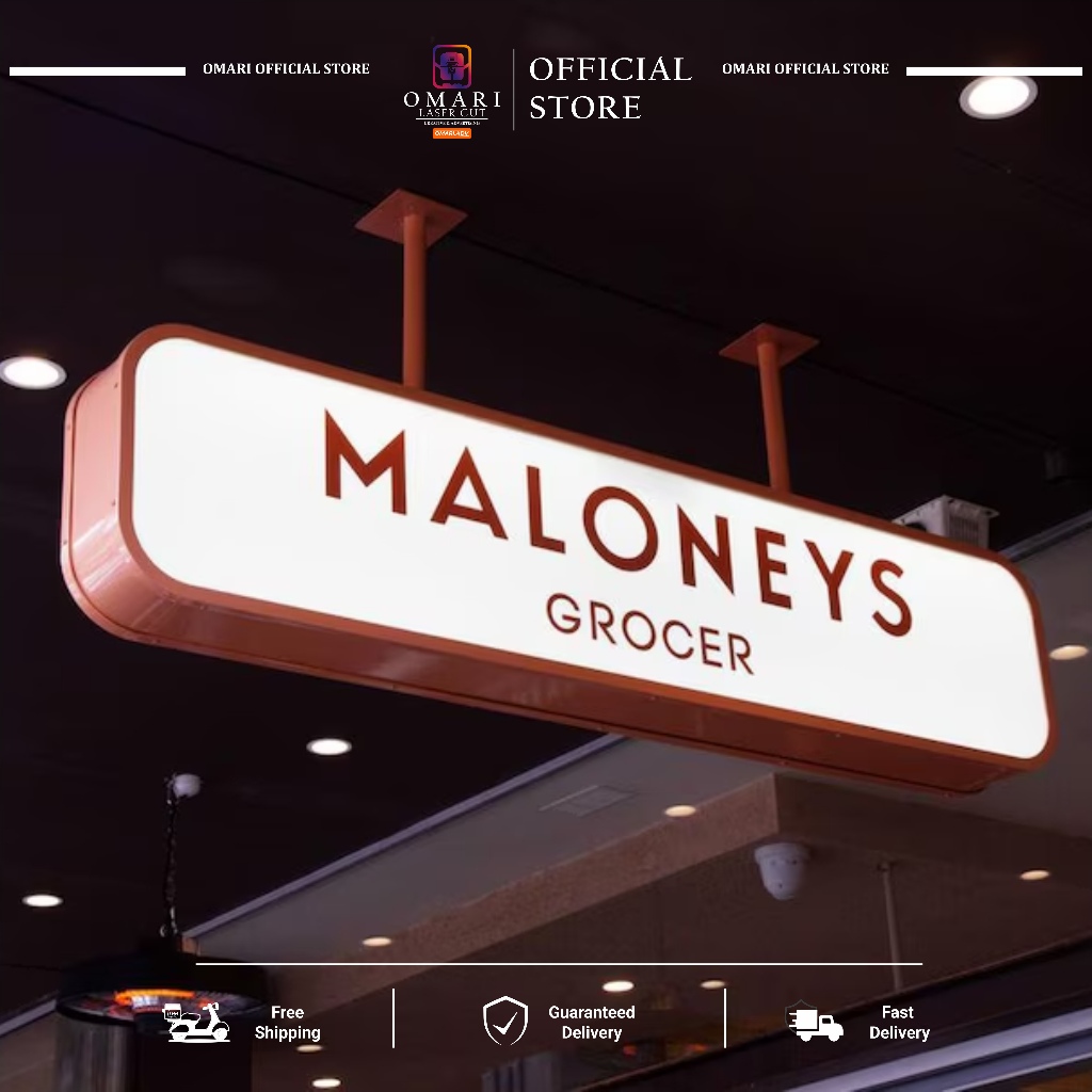 OMARI Neon Box Outdoor Custom Sisi Bulat | Kotak | Oval | Persegi Panjang