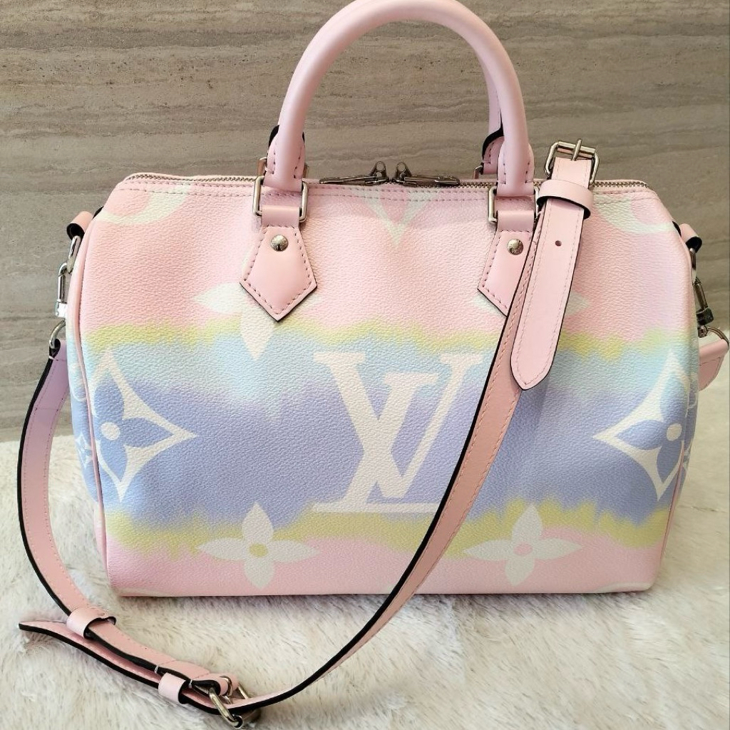 NEW NBU LOUIS VUITTON LV Speedy Bandou Bandouliere 30 Monogram Escale in Pink