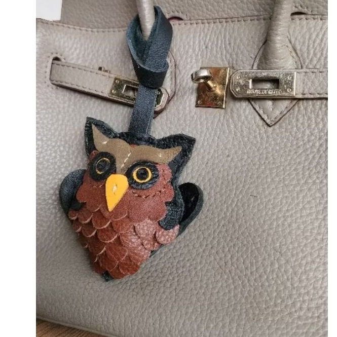 Bagcharm owl kulit asli