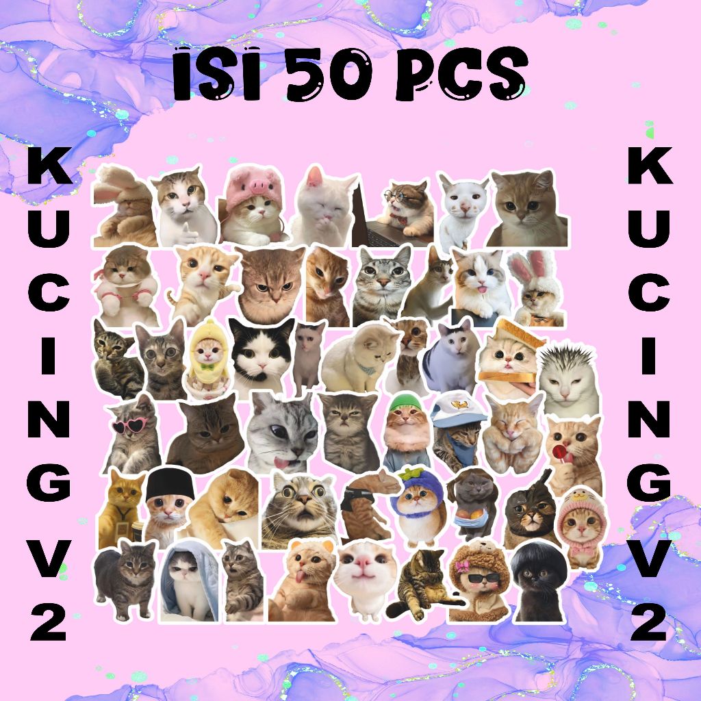 

STIKER MEME KUCING VIRAL V2 ISI 50 PCS | STICKER VINYL KARAKTER LUCU VIRAL SHOPEE | STIKER GLOSSY ANTI AIR UNTUK DEKORASI HP, PLANNER, BINDER, HELM | STIKER UNIK & MURAH CUTTING PRESISI UNTUK KOLEKSI & GIFT