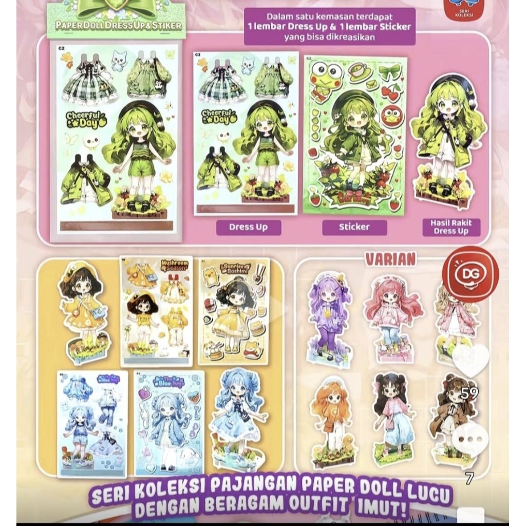 [10pcs] Paper Doll Dress up Sticker DG