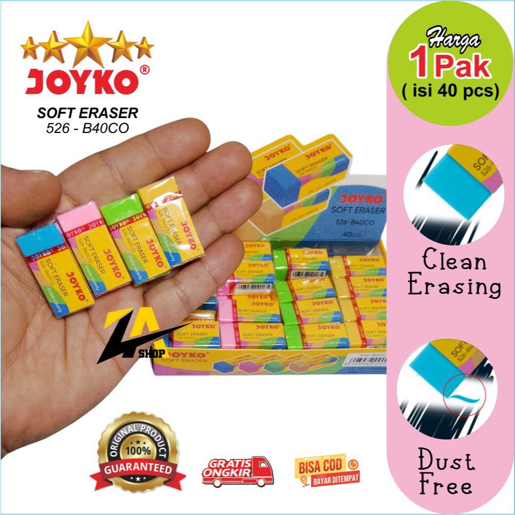 

JOYKO Eraser Penghapus ER-526-B40CO, PENGHAPUS JOYKO HARGA 1 PAK ISI 40 PCS