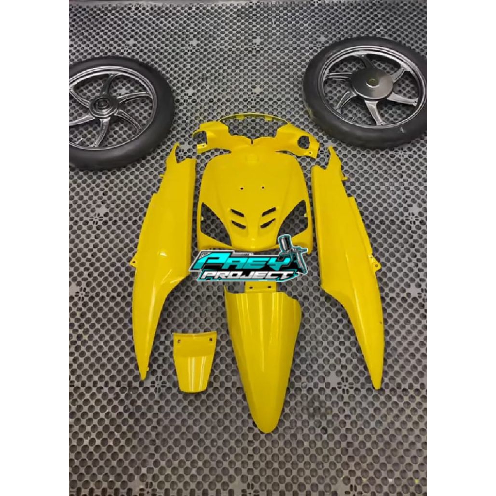 full set body halus Yamaha Mio sporty warna kuning. cover body halus mio sporty mio lama kuning full