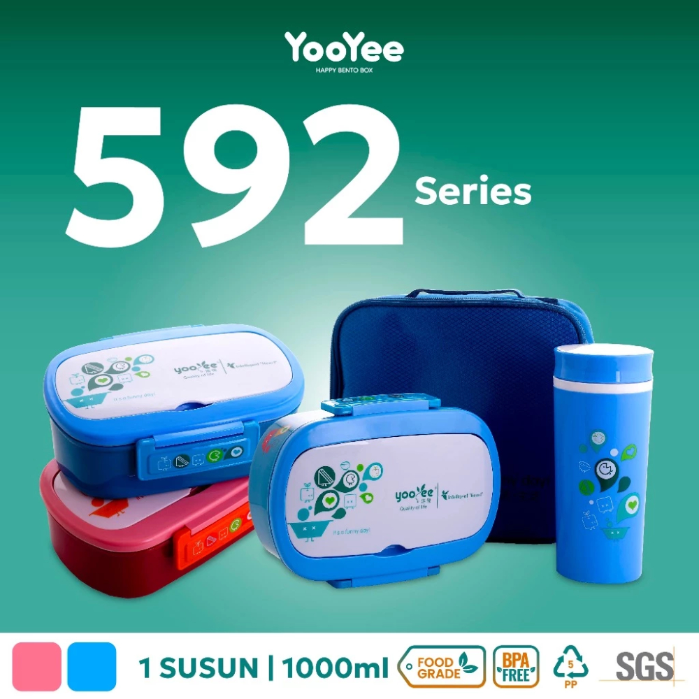 Yooyee 592 Tempat Bekal Makan Set dengan tas dan botol minum