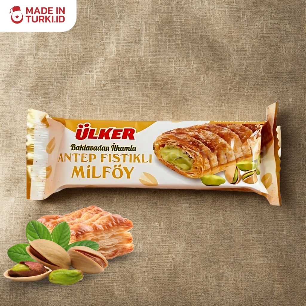 

Ülker Baklavadan ilhamli Antep Fıstıklı MILFöy 28 gr - Wafer Baklava Pistachio Turki 100% Original madeinturki.id