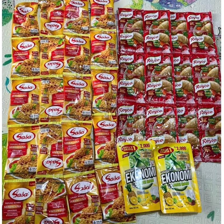 

PAKET COMBO 20 pcs Sasa tepung+ 24 pcs Royco + 2 pcs ekonomi
