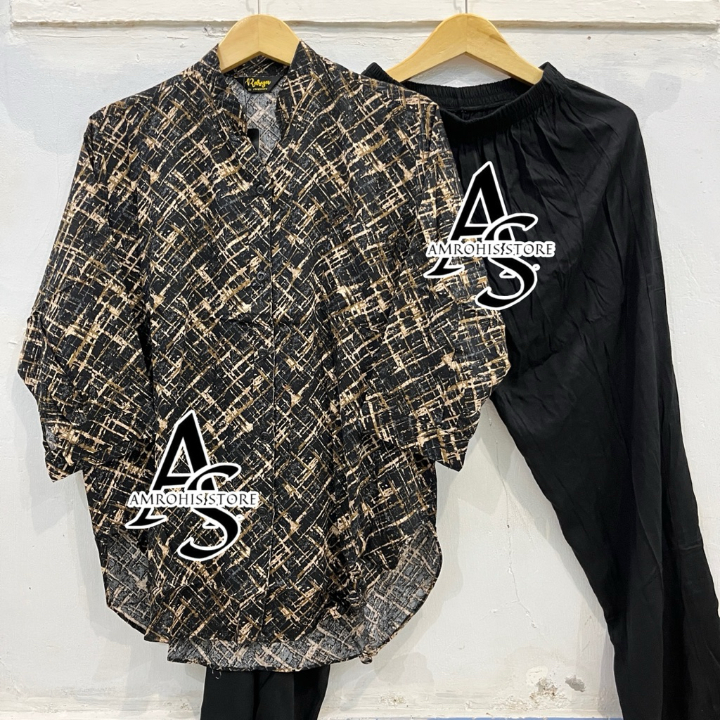 Setelan Wanita Rayon Twill Premium Motif Abstrak Terbaru 2025
