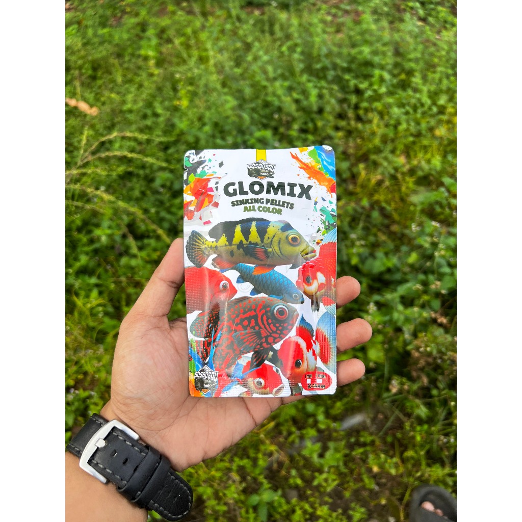 PELET GLOMIX PAKAN IKAN HIAS & PREDATOR (SINKING/TENGGELAM)  50gr + 30gr by BOS BOS QU