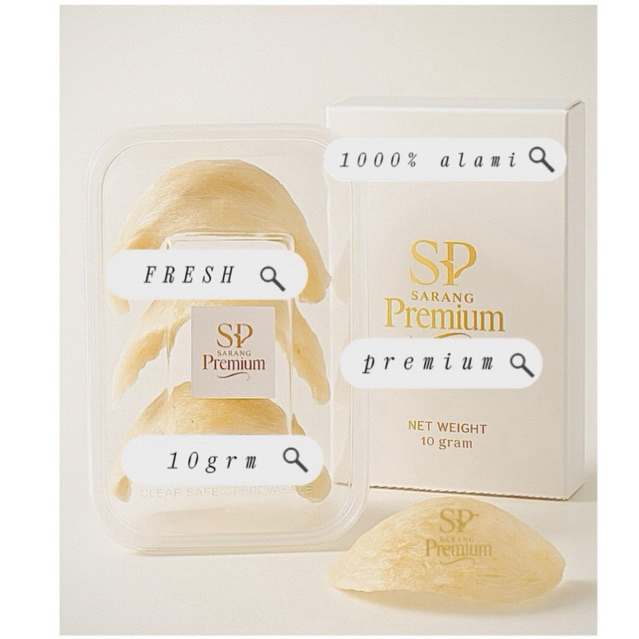 

10 gram Sarang Walet Bersih siap olah - SP Sarang Premium 100% alami tampa bahan kimia