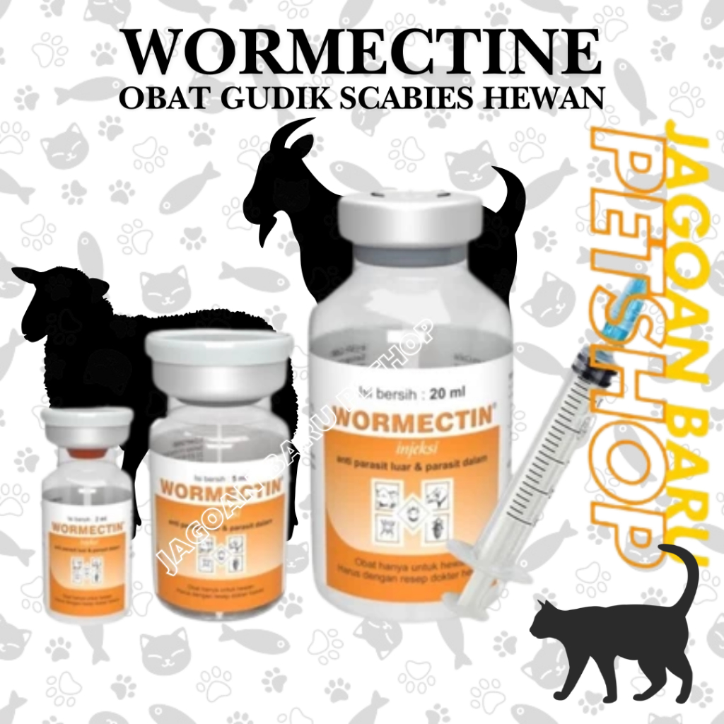 WORMECTIN 20ml 5ml 2ml - Obat Gudik Scabies Domba Kambing Kelinci Kucing Anjing Wormectine Suntikan