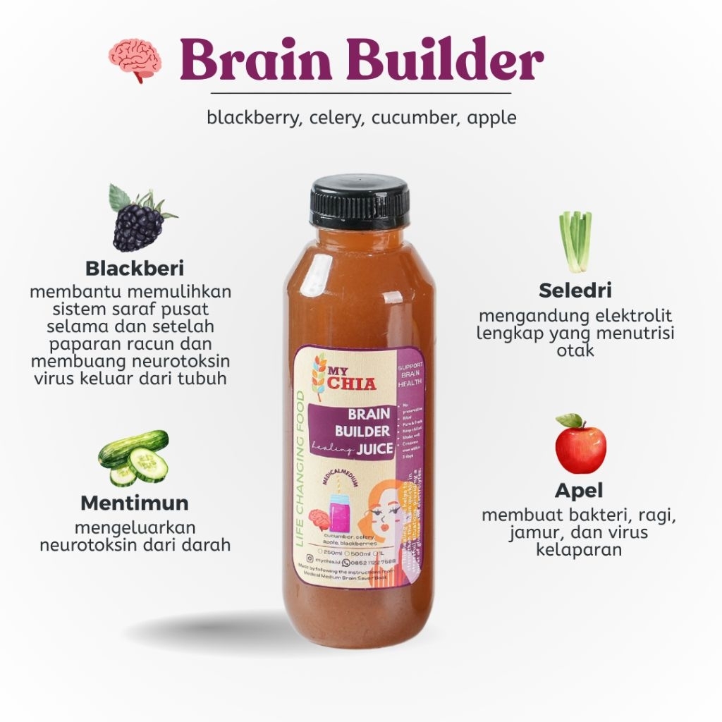 

Brain Builder Healing Juice 1 Liter Jus Otak Blackberry Apel Seledri Timun Cold Pressed