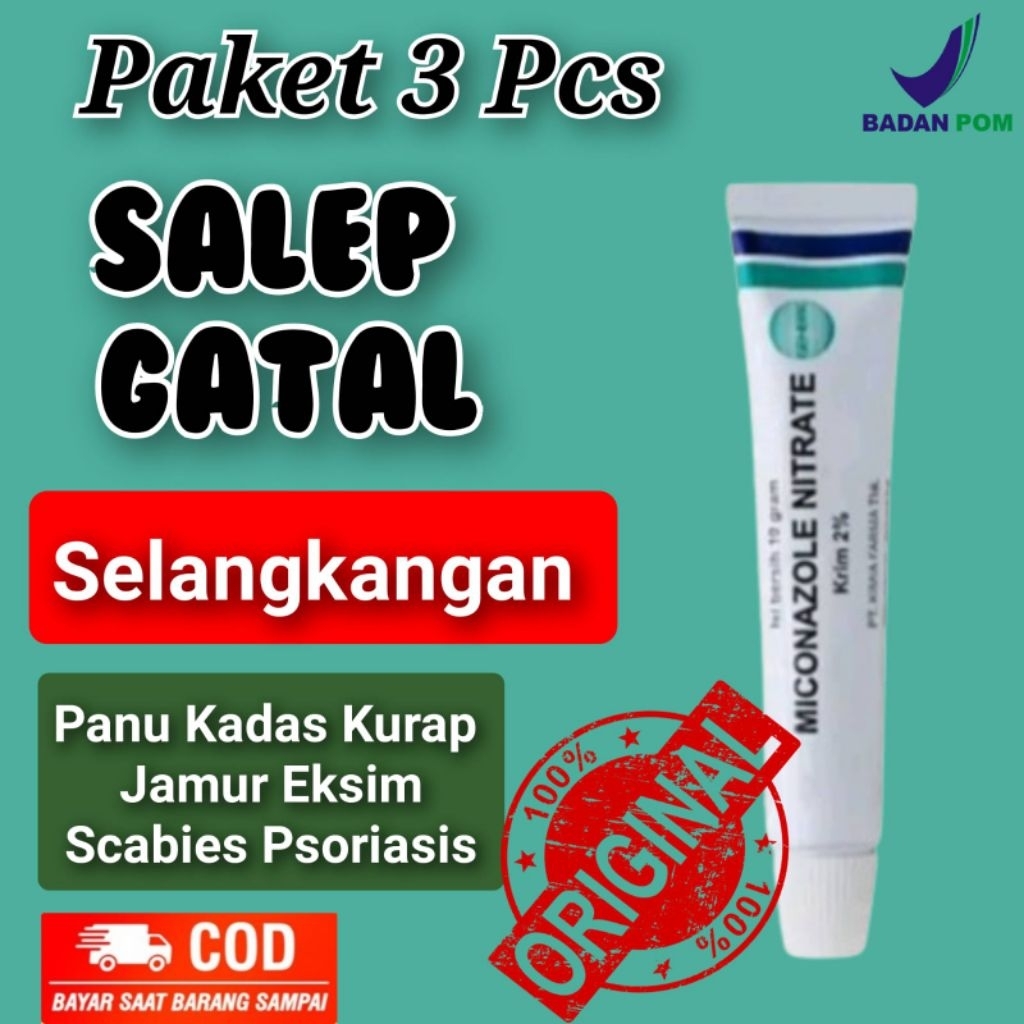 Salep Gatal Untuk Selangkangan Panu Kadas Kurap Eksim Scabies Psoriasis Jamur Kutu Air Miconazole Cr
