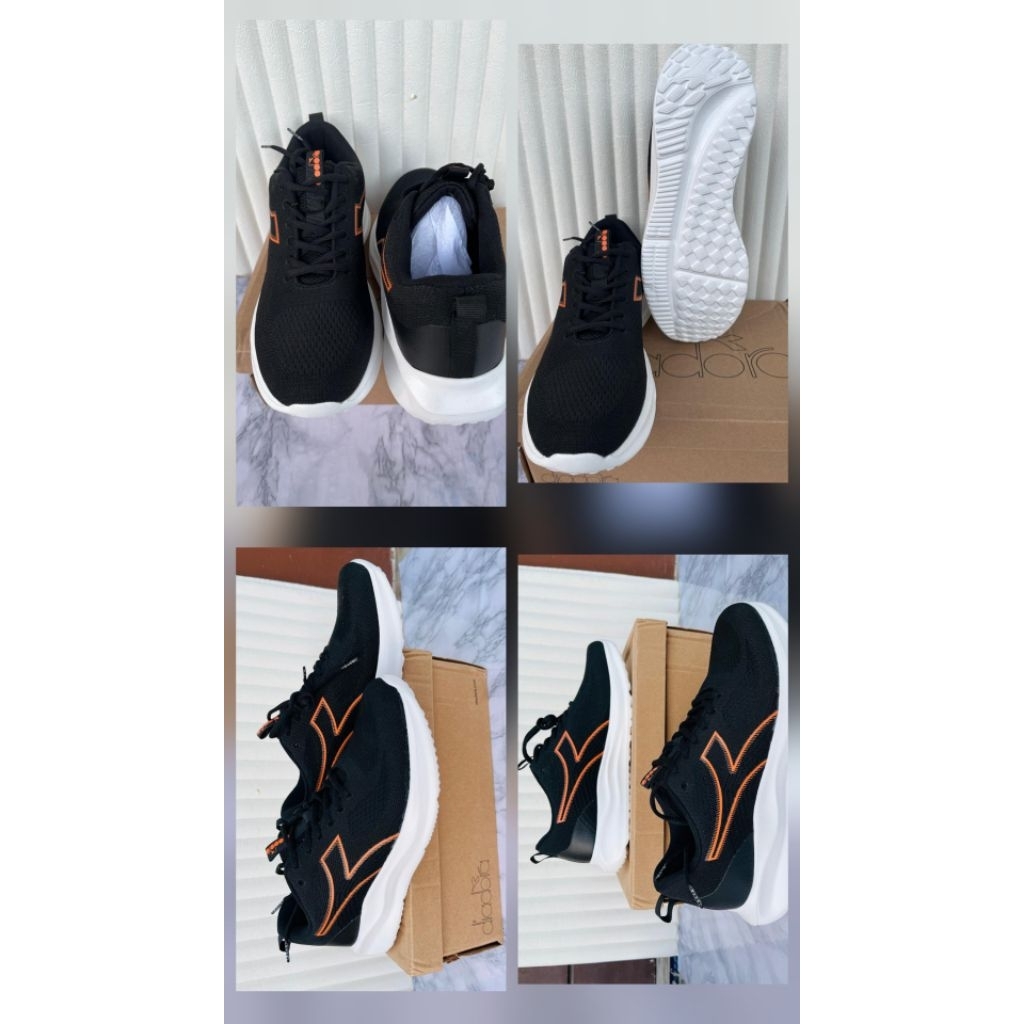 SEPATU RUNNING PRIA DIADORA MELORO(M) BLACK/ORANGE ORIGINAL SALE SPORT STATION