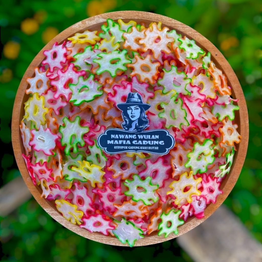 

KERUPUK BAWANG BENTUK BUNGA Krupuk TERSANJUNG Mentah Warna Warni Gurih Enak Renyah