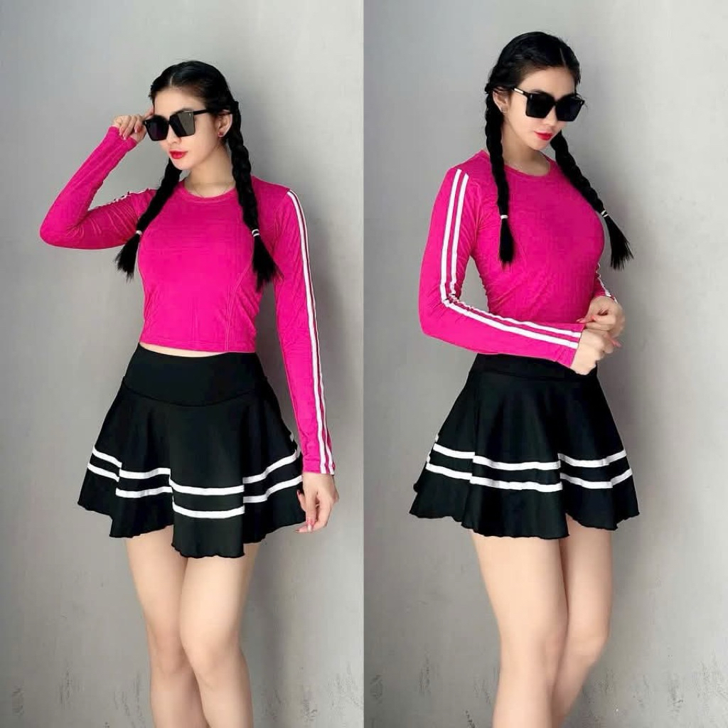 BAJU SENAM ROK ONE SET TERBARU Setelan Baju Senam Rok Terbaru/Rok One Set