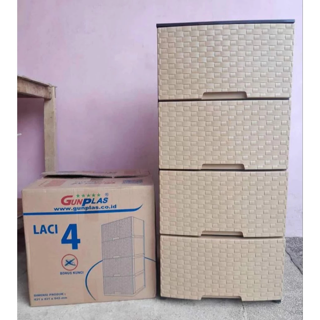 AJM Lemari laci gunplas 4 susun krem