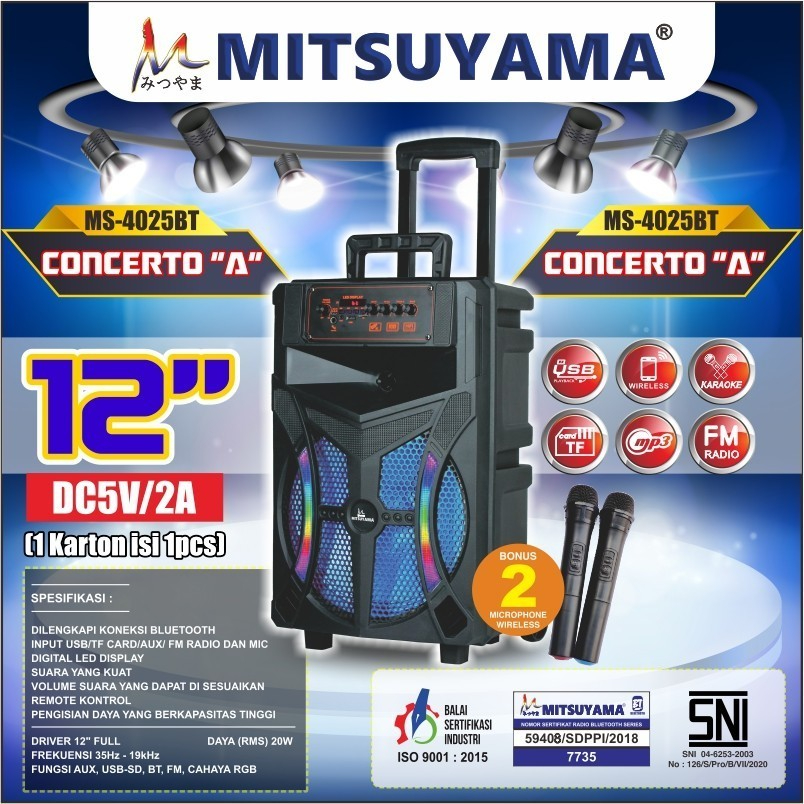 Speaker Bluetooth Portable Mitsuyama 12Inch MS-4025BT CONCERTO A/B