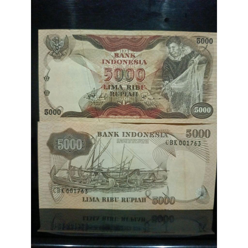 Uang 5000 Rupiah Tahun 1975 Gambar Penjala Ikan