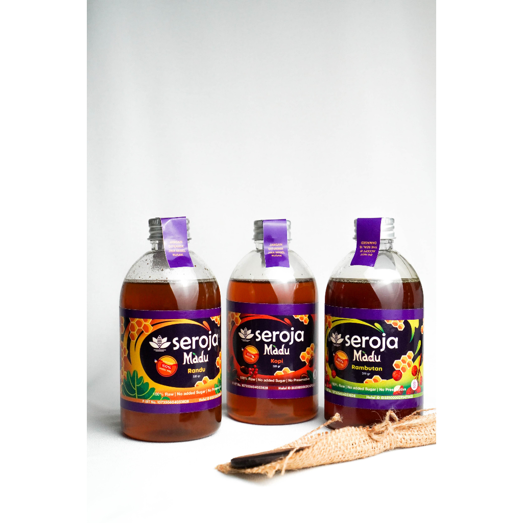 

Bundling 3 Madu Seroja Asli – Randu, Kopi, Rambutan | Tanpa Campuran | 320gr x3