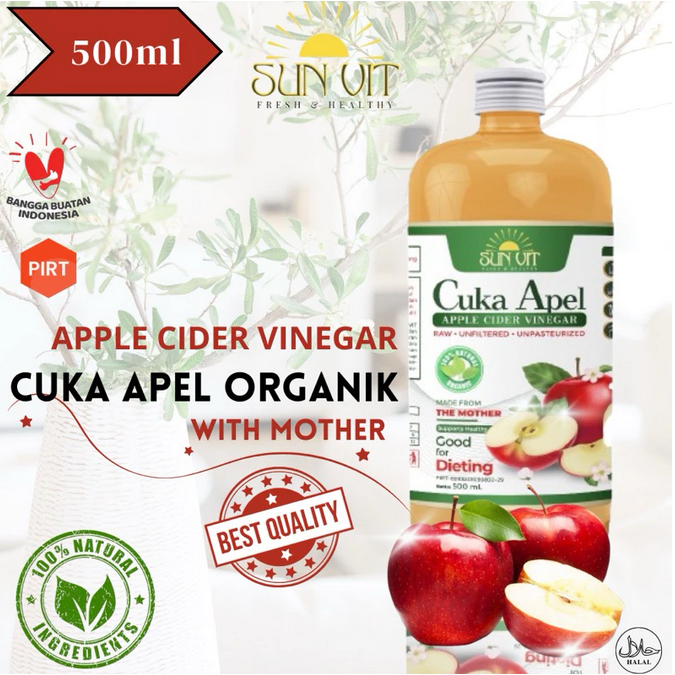 

Cuka Apel with the Mother Pure Apple Cider Vinegar Pelangsing Detox Penurun Berat Badan 500ML