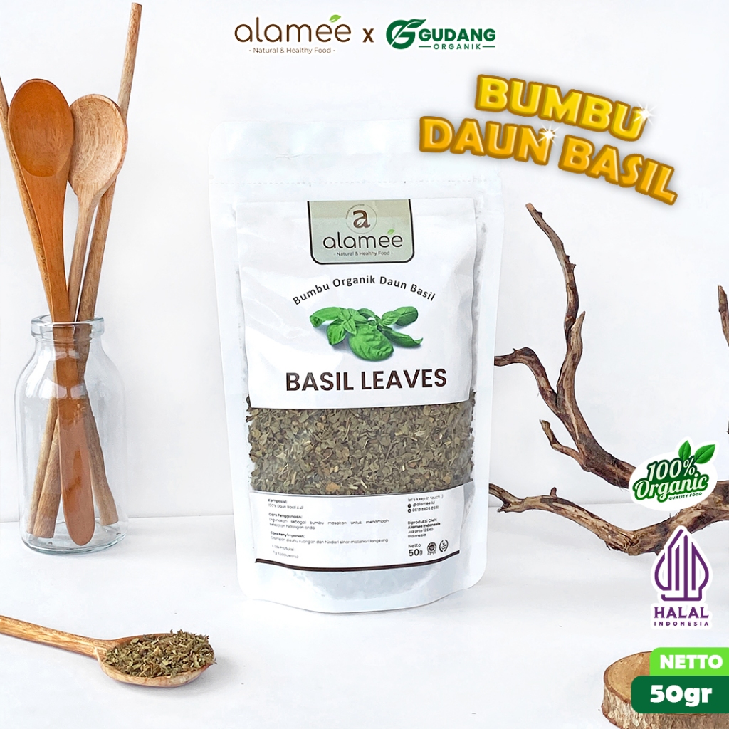 

alamee bumbu organik basil 50 gram daun segar aroma khas bumbu alami tumbuh alami citarasa autentik