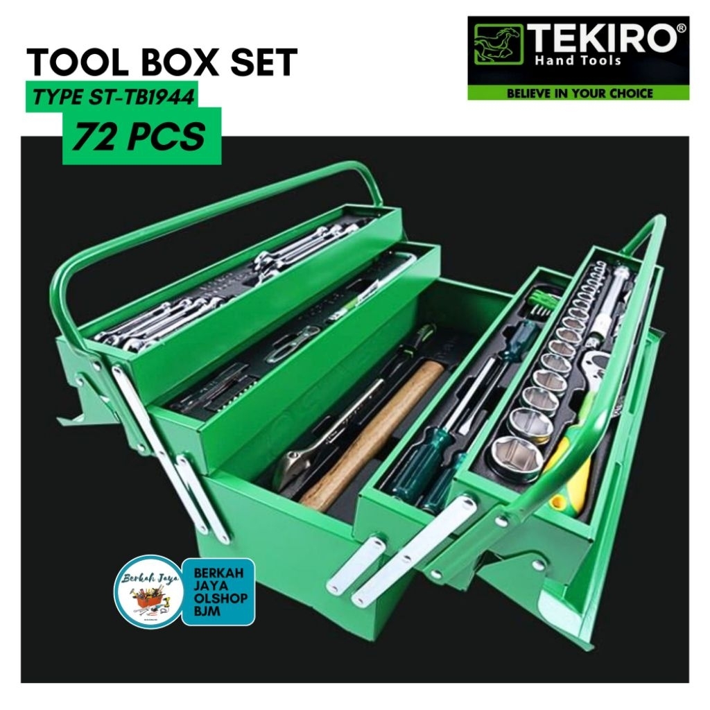 TOOL BOX / TOOL KIT SET 72PCS TEKIRO ST-TB1944 Box Cover Besi | Toolset | Toolbox | alat tukang perk