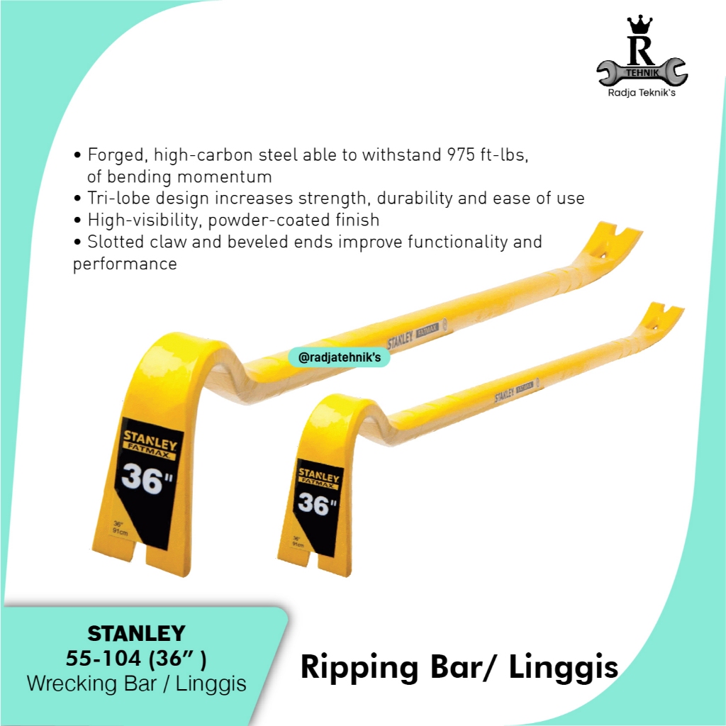 STANLEY  55-104 36” Wrecking Bar  Linggis 36"  Alat Tukang Serbaguna