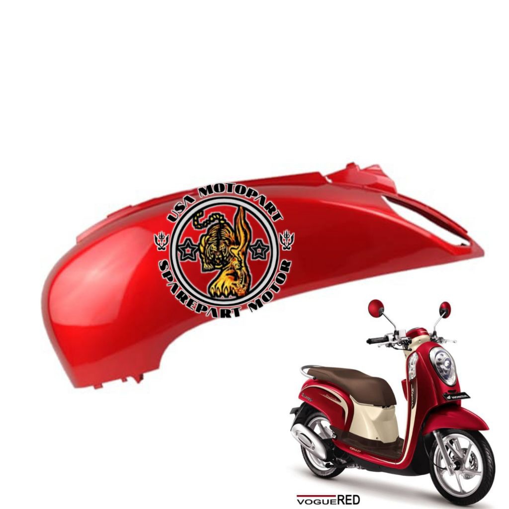 83600-K16-900CSR Cover L Body Kiri Belakang Honda Scoopy Fi 2012 2013 2014 2015 2016 Merah Maroon Or