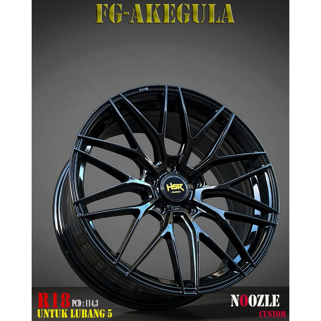 Velg Racing R18 Lubang 5 Warna Full Black Pelek Mobil Ring 18 Type HSR Forged FG AKEGULA Bisa Untuk 