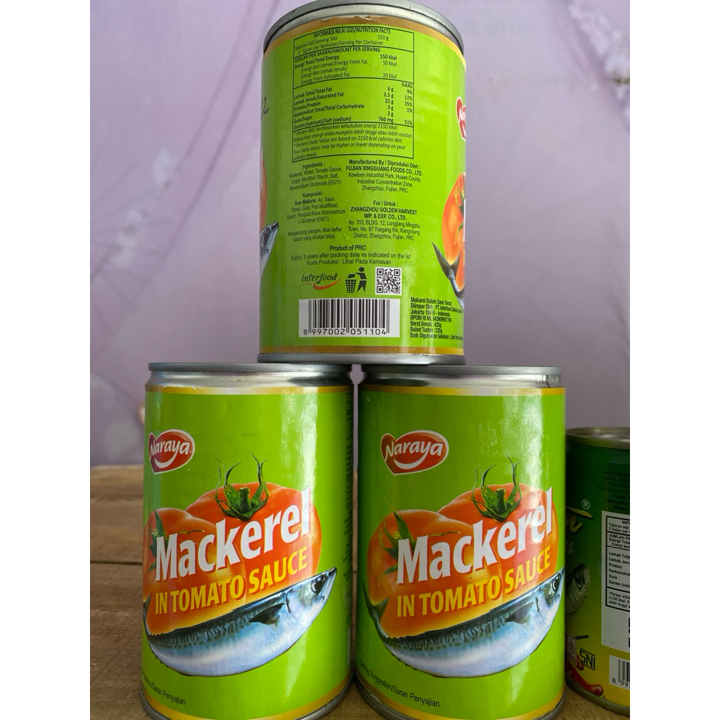 

Ikan sarden Kaleng Narasa Mackerel in tomato sauce 425gr