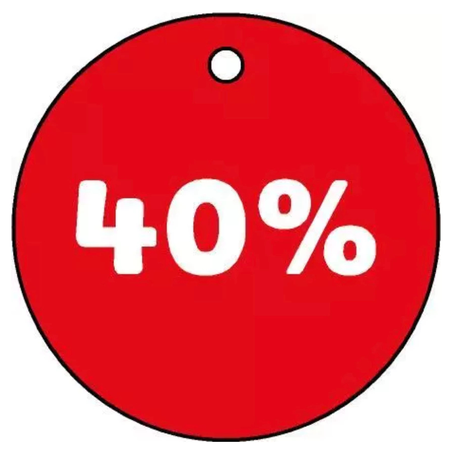 

HANG TAG LABEL DISKON 40 PERSEN SALE BAJU MURAH BULAT UKURAN 3,8 CM GANTUNGAN WLBEE