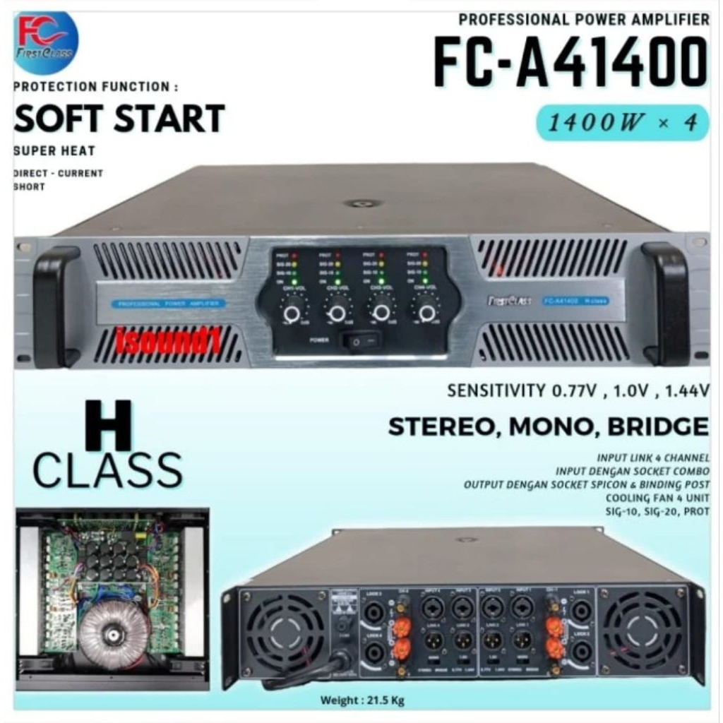 Power Amplifier Firstclass 4 Channel FC A41400 / FC-A41400 / FCA 41400 Original 4 x 1400 Watt