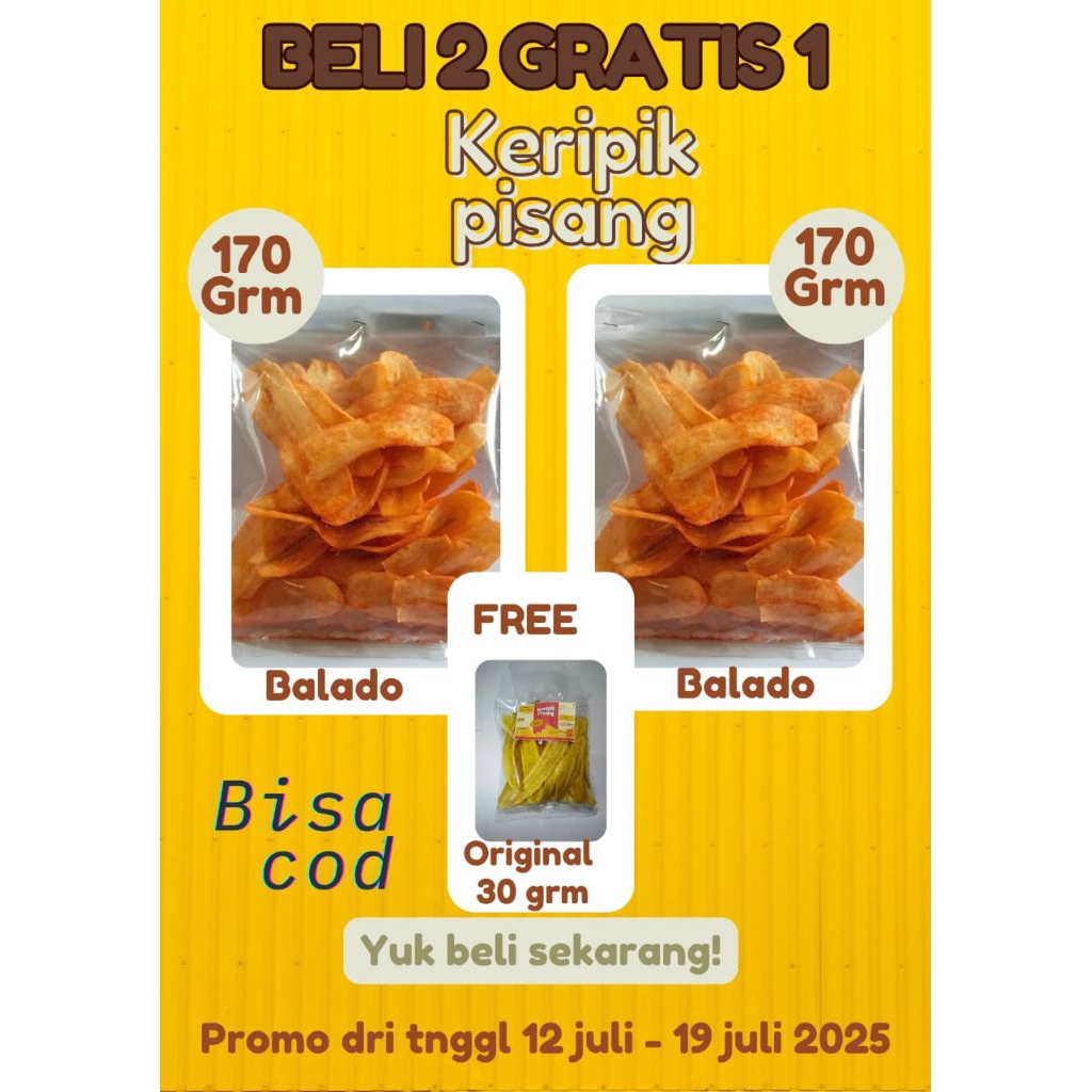 

keripik pisang rasa balado isi 170grm bli 2 gratis 1(30grm original)