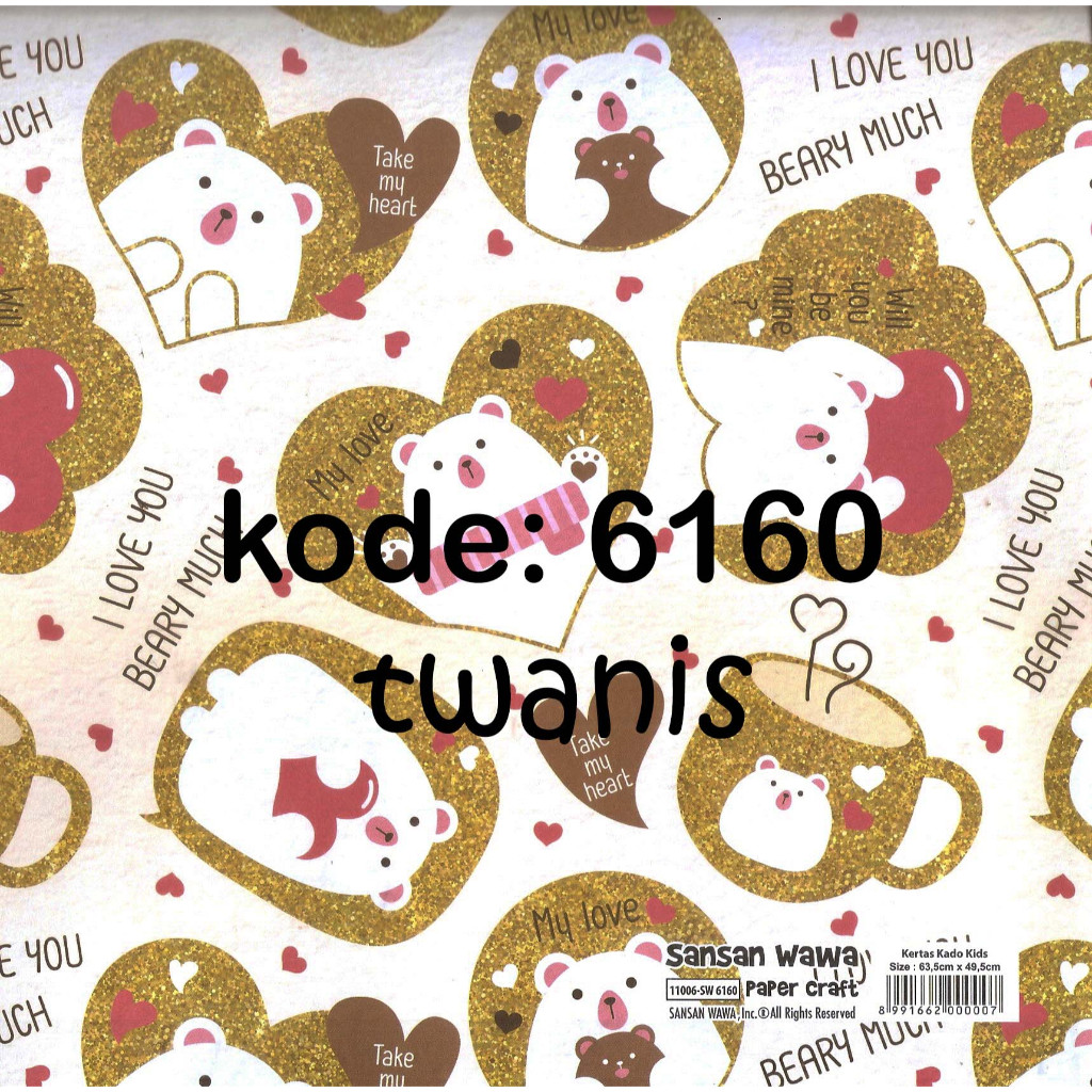 

Kertas Kado Anak Gambar Beruang Gold SANWA kode 6160 Eceran Khusus Jogja kirim Kurir Instan