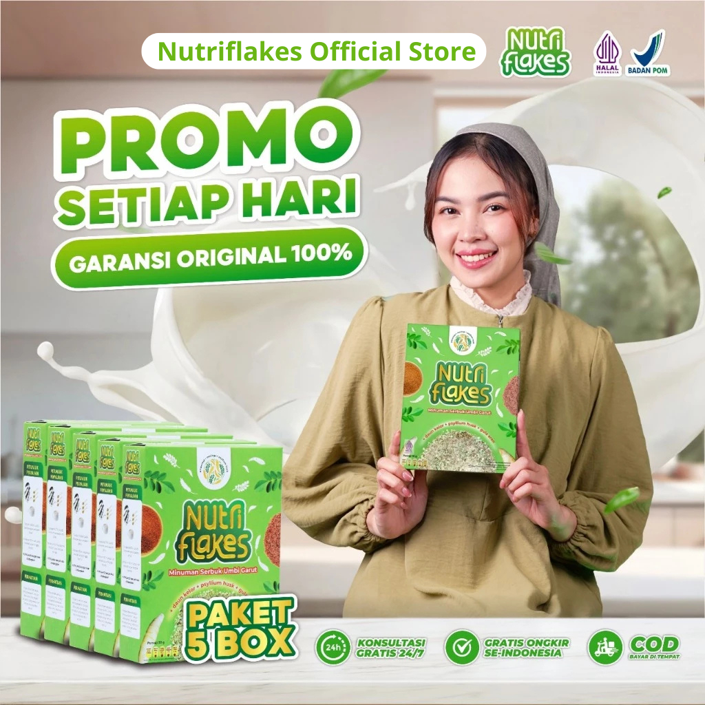 

Paket 5 Box Nutriflakes Original Sereal Umbi Garut Solusi Atasi Asam Lambung