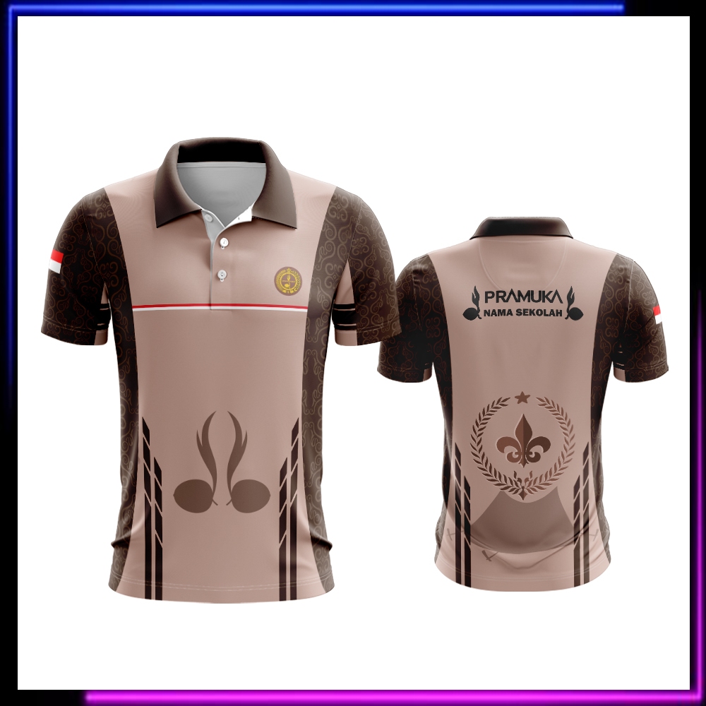 Baju Pramuka | Kaos Polo Seragam Pramuka Pembina Lengan Panjang Pendek Fullprin