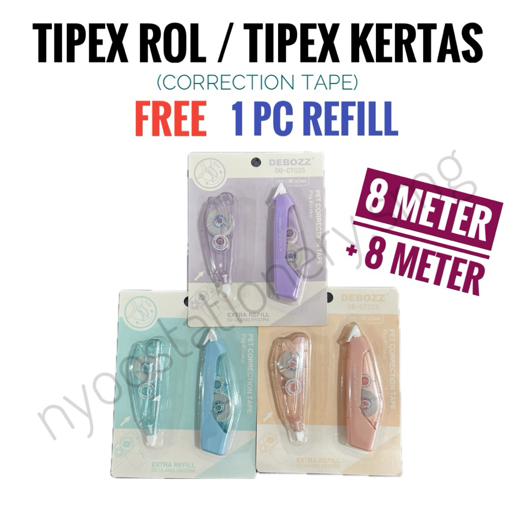 

Buy 1 Get 1! CORRECTION TAPE / TIPEX KERTAS 8 METER DEBOZZ 8 METER CT025 FREE REFILL 8 METER PENGHAPUS PULPEN PITA KOREKSI