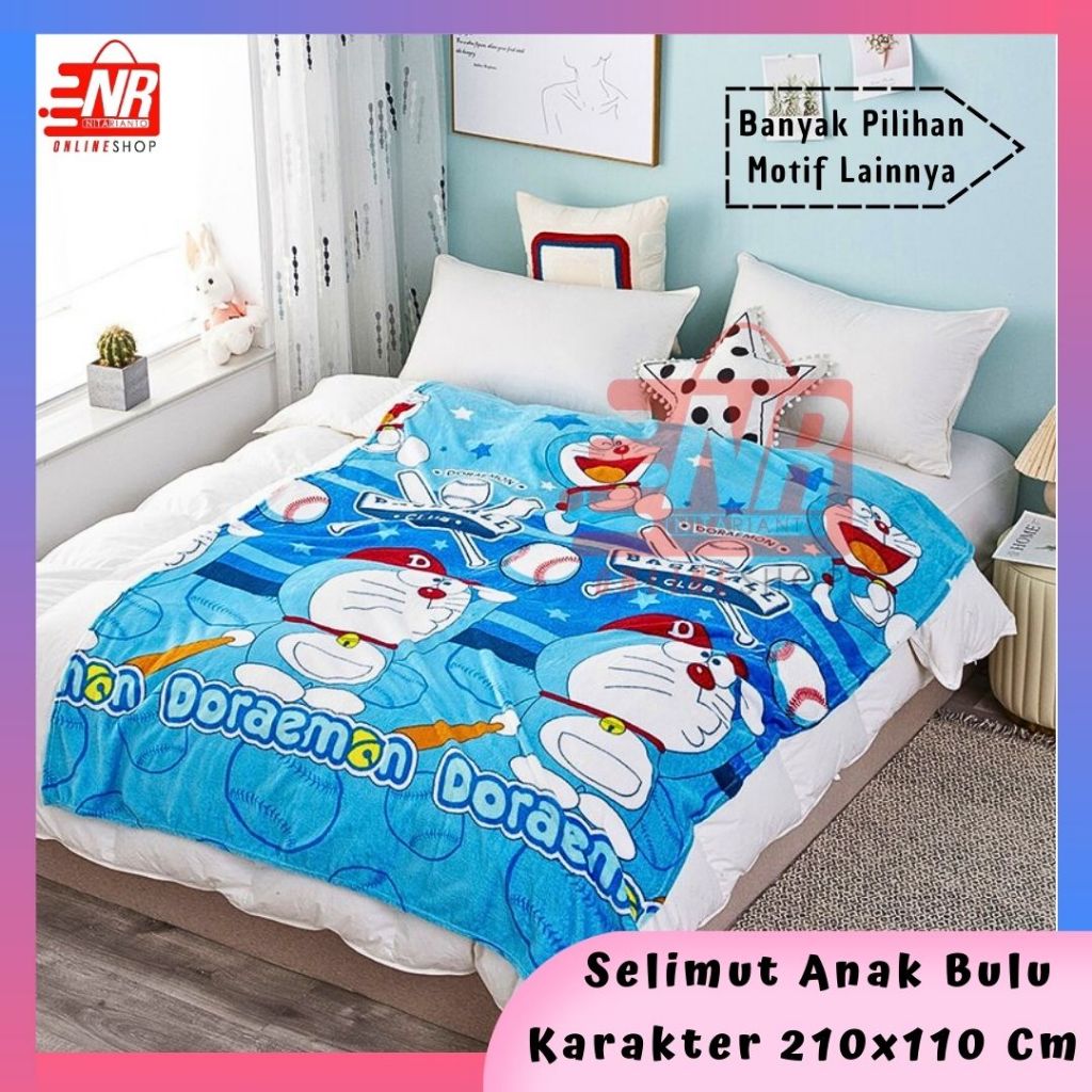Selimut Anak Bulu Karakter 210x110cm / Selimut Anak / Selimut Bulu Halus / Selimut Anak Karakter Hel