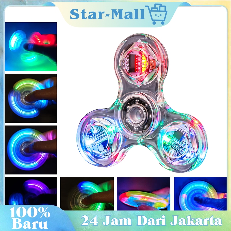 Fidget Spinner Metal With Lampu Led Warna Warni / Mainan Spiner Untuk Anak