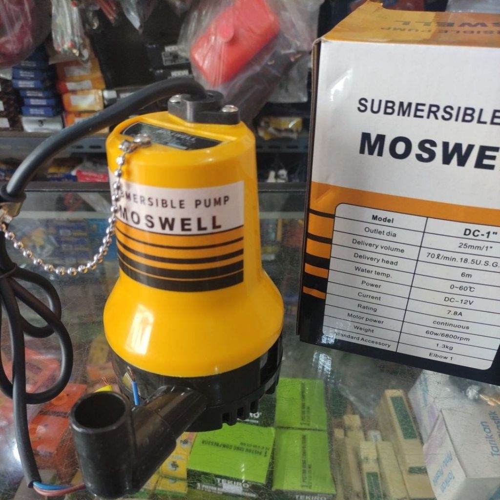 pompa celup dc 12v moswell / pompa celup aki 12 vol moswell / mesin air celup 12volt dc ( aki) pompa
