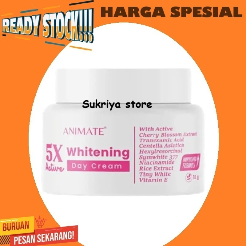 Animate Vitamin E 5x Active Whitening Day Cream Krim Pemutih Wajah Animat Creame White Creme 10 gr