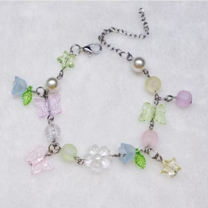 Gelang manik (blossom breeze) / gelang manik kupu-kupu / gelang manik charm bunga