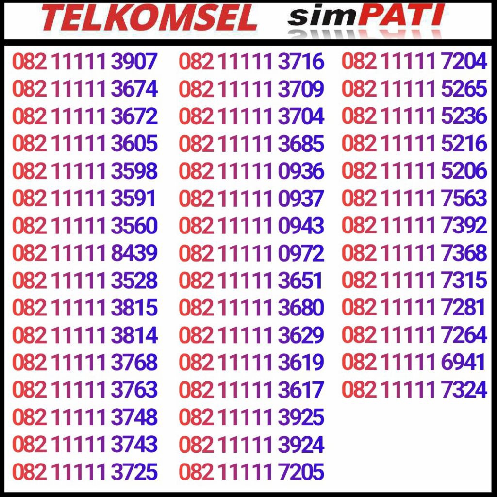 nomor cantik telkomsel simpati 11111 panca